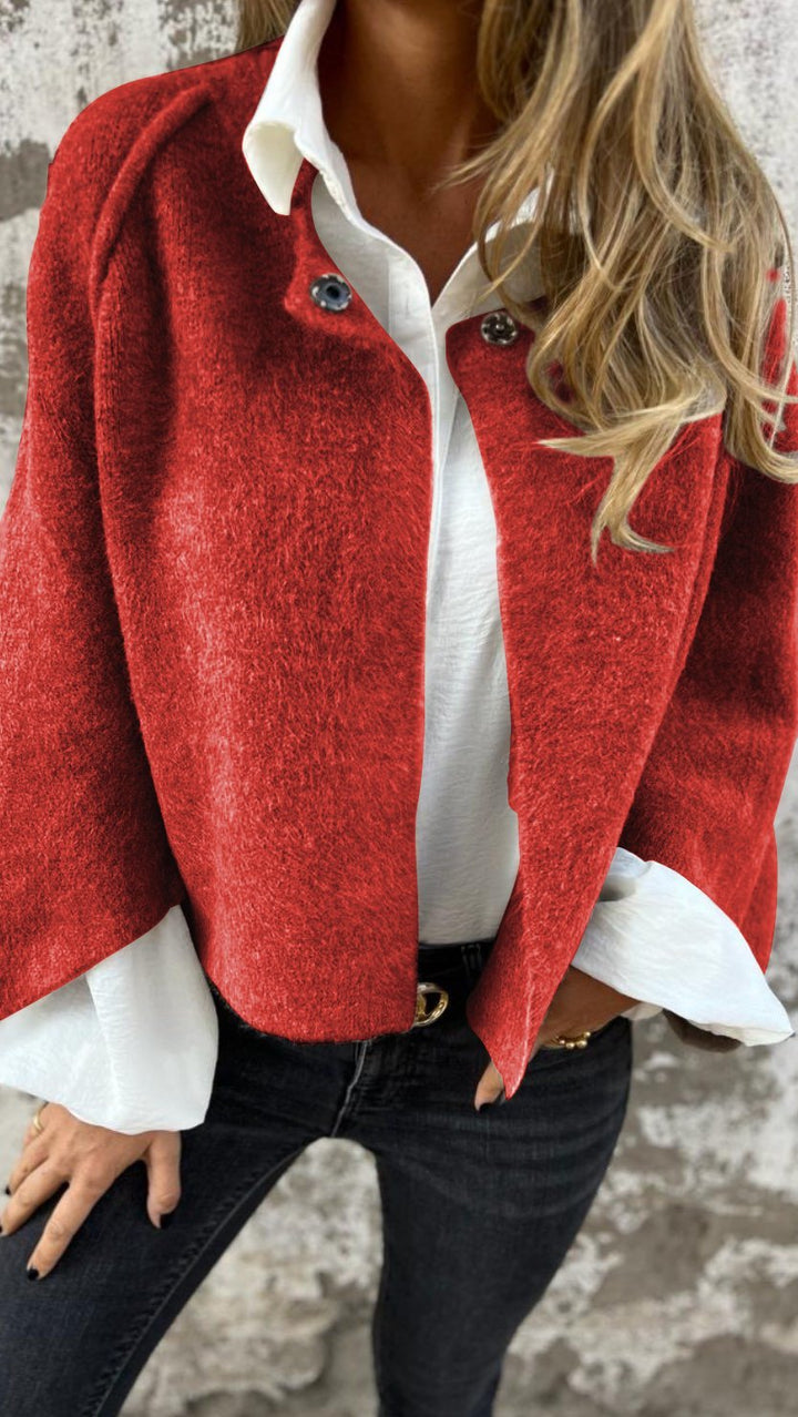 Ava | Women's wool coat with a round neckline and long sleeves