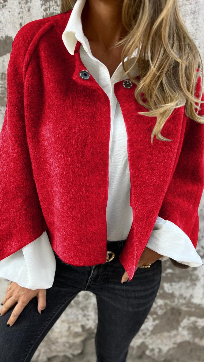 Ava | Women's wool coat with a round neckline and long sleeves